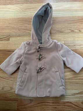3m Baby BGosh kids coat 3 months Girl's pink pea coat button snap front hood